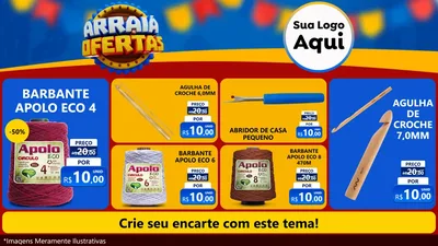 Modelo de TV para TV Horizontal com o tema Arraiá de Ofertas - Junina para Armarinho e Aviamentos