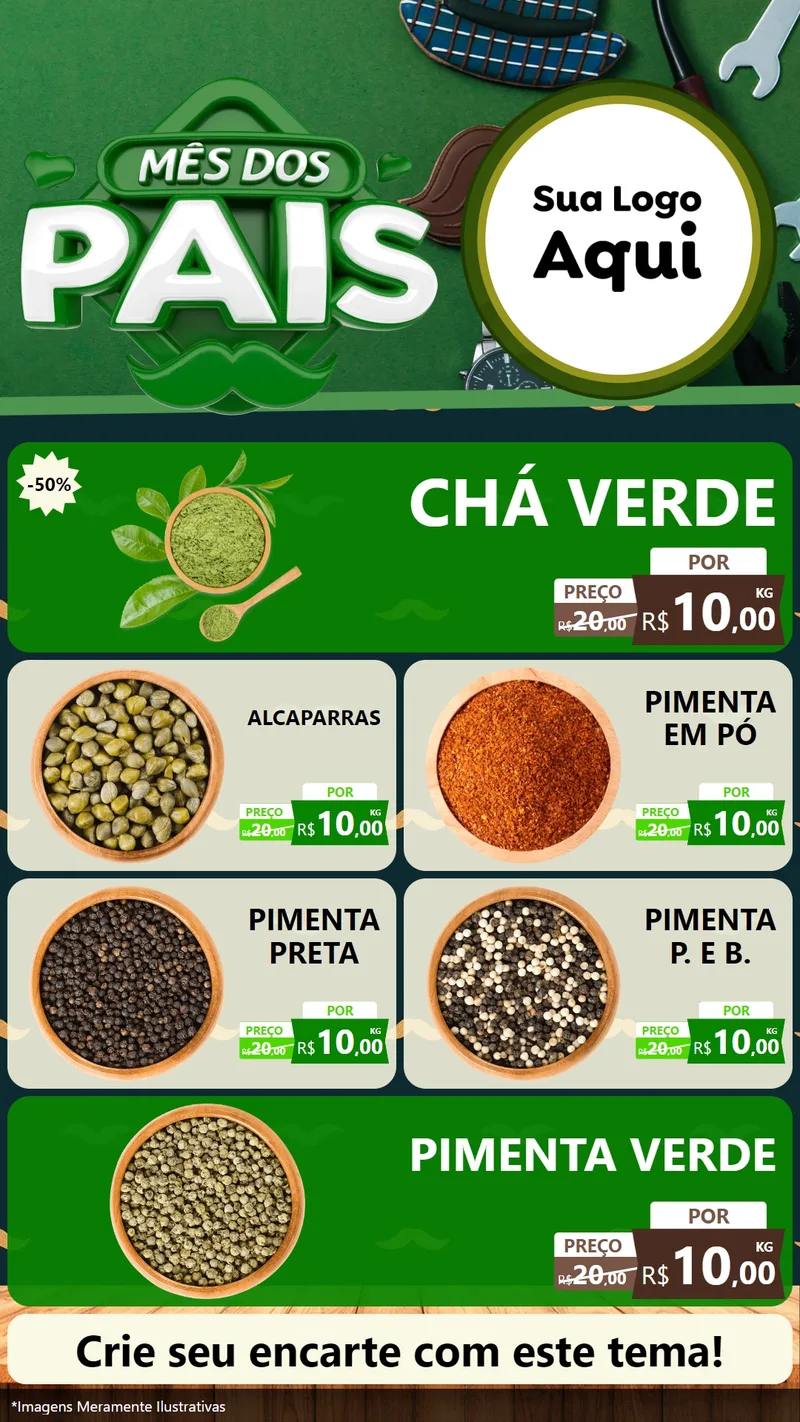 Modelo de TV para TV Vertical com o tema Mês dos Pais para Produtos Naturais
