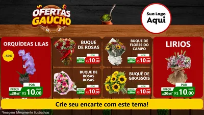 Modelo de TV para TV Horizontal com o tema Ofertas Dia do Gaúcho para Floricultura e jardim