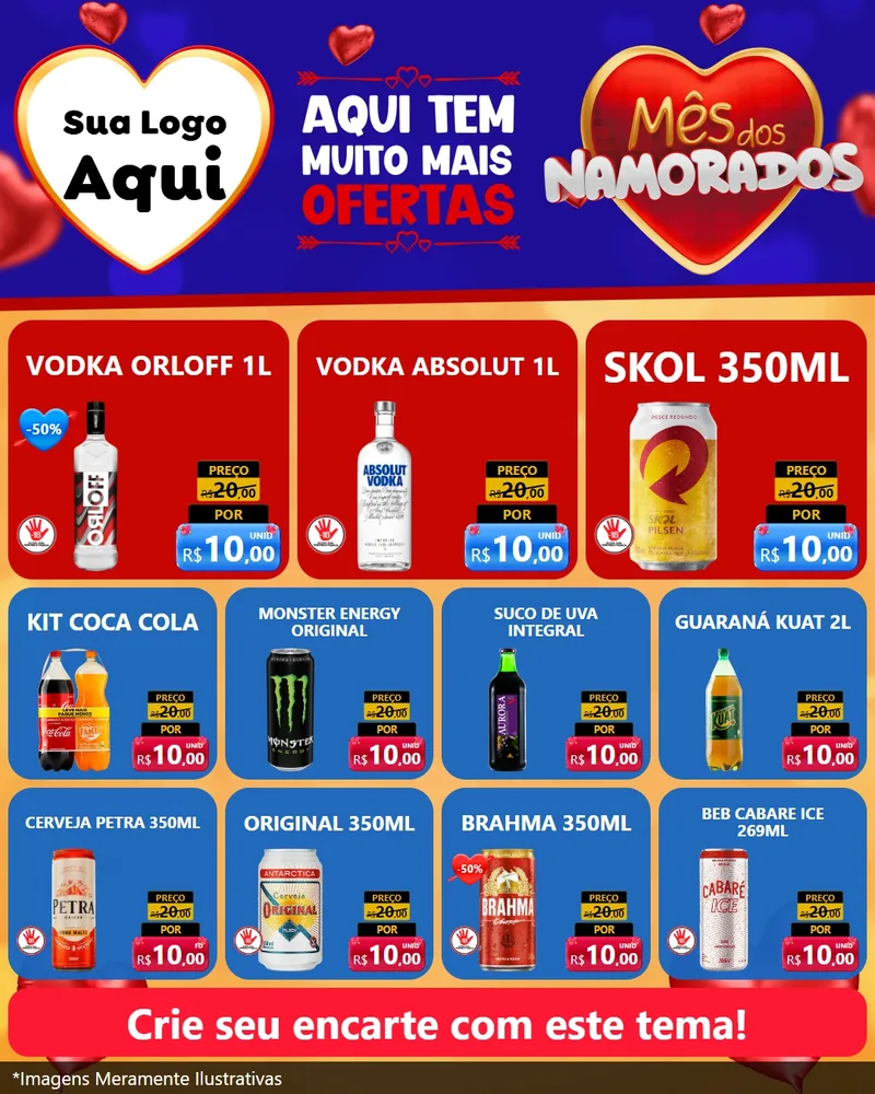 Modelo de Rede Social para Feed Instagram com o tema Mês dos Namorados para Distribuidora de bebidas