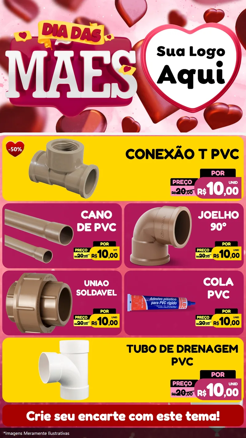 Modelo de TV para TV Vertical com o tema Dia Das Mães para Tubos e conexões