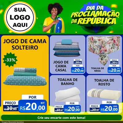 Modelo de Rede Social para Feed Facebook com o tema Dia Da Proclamação Da República para Cama, Mesa e Banho