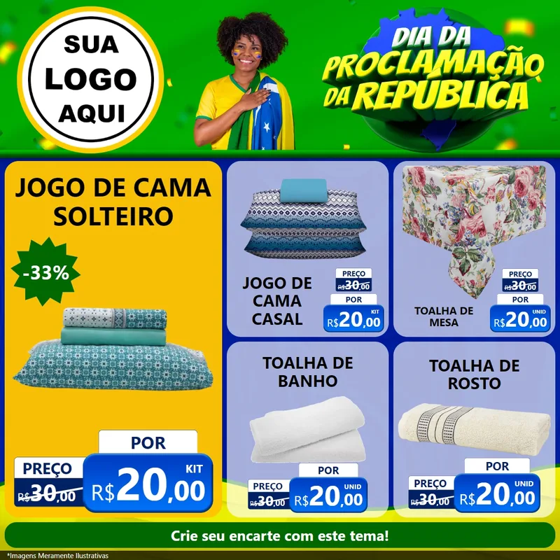 Modelo de Rede Social para Feed Facebook com o tema Dia Da Proclamação Da República para Cama, Mesa e Banho