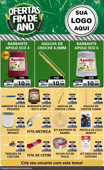 Modelo de Encarte para Encarte Grande com o tema Ofertas Fim de Ano para Armarinho e Aviamentos