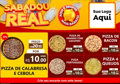 Modelo de Encarte para Encarte A4 Horizontal com o tema Sabadou do Real para Pizzaria