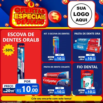 Modelo de Rede Social para Feed Facebook com o tema Ofertas Especiais de Julho para Higiene Pessoal