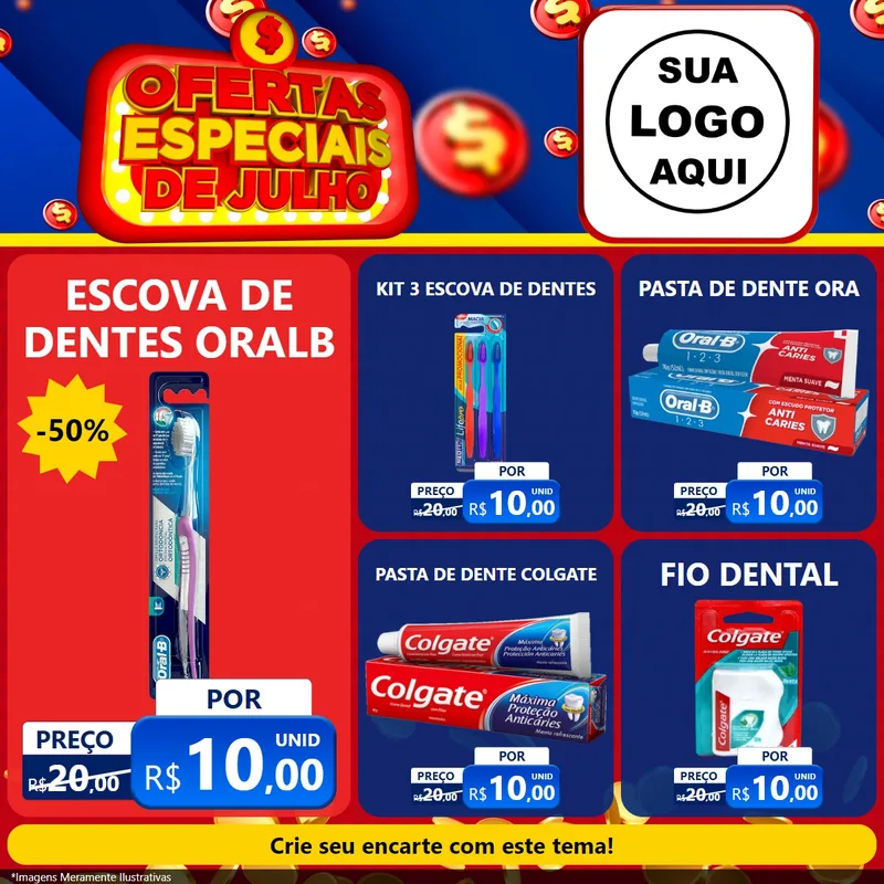 Modelo de Rede Social para Feed Facebook com o tema Ofertas Especiais de Julho para Higiene Pessoal