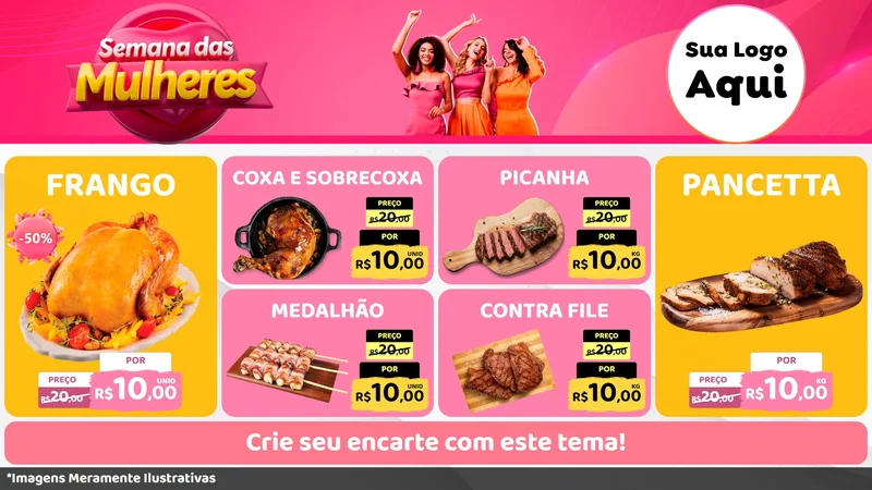 Modelo de TV para TV Horizontal com o tema Semana das Mulheres para Assados