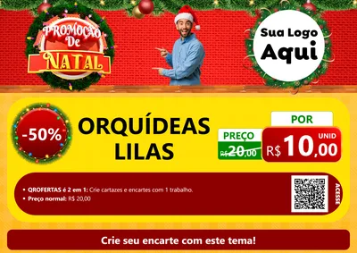 Modelo de Cartaz para Cartaz A4 Horizontal com o tema Promoção de Natal para Floricultura e jardim