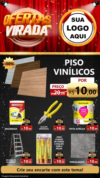 Modelo de Rede Social para Stories com o tema Ofertas da Virada para Material para Construção