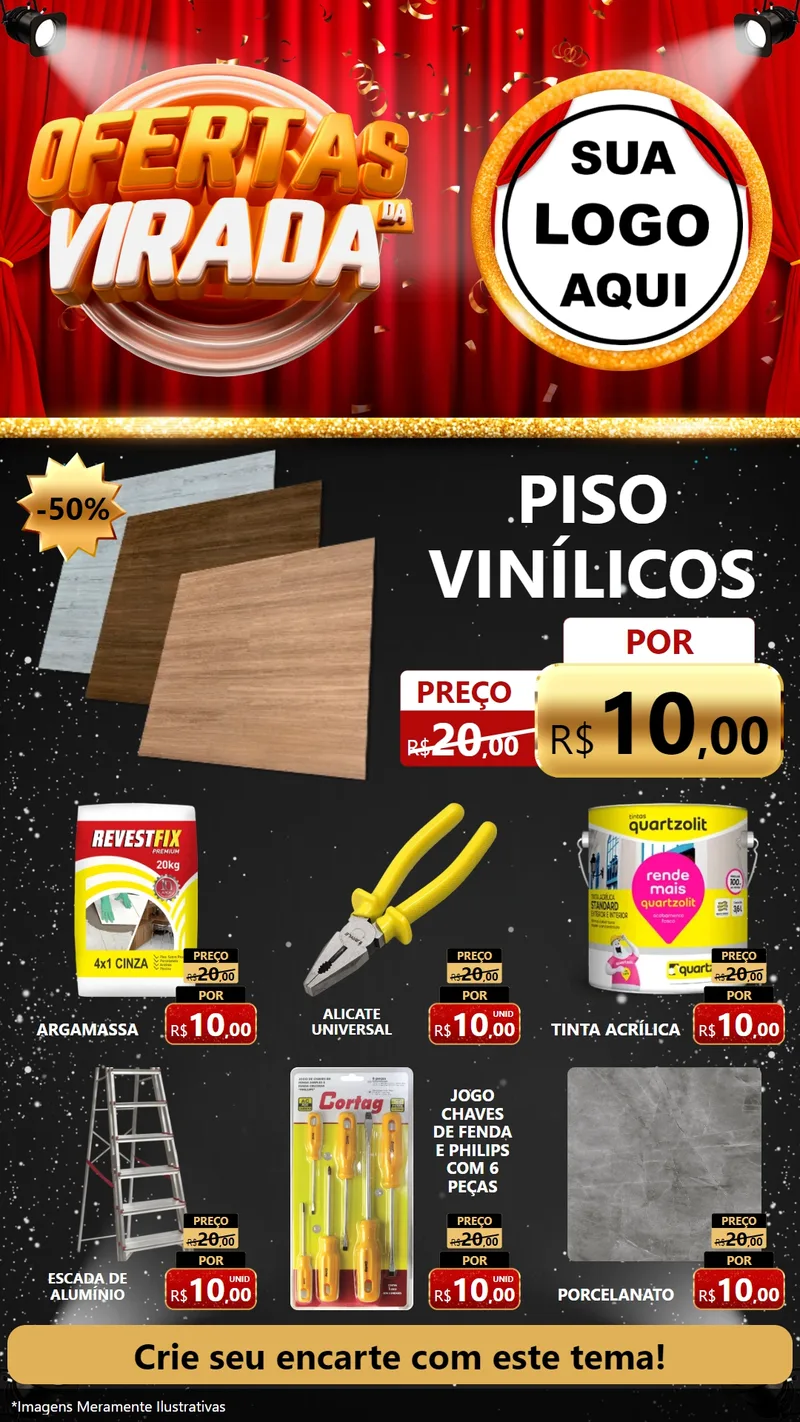 Modelo de Rede Social para Stories com o tema Ofertas da Virada para Material para Construção