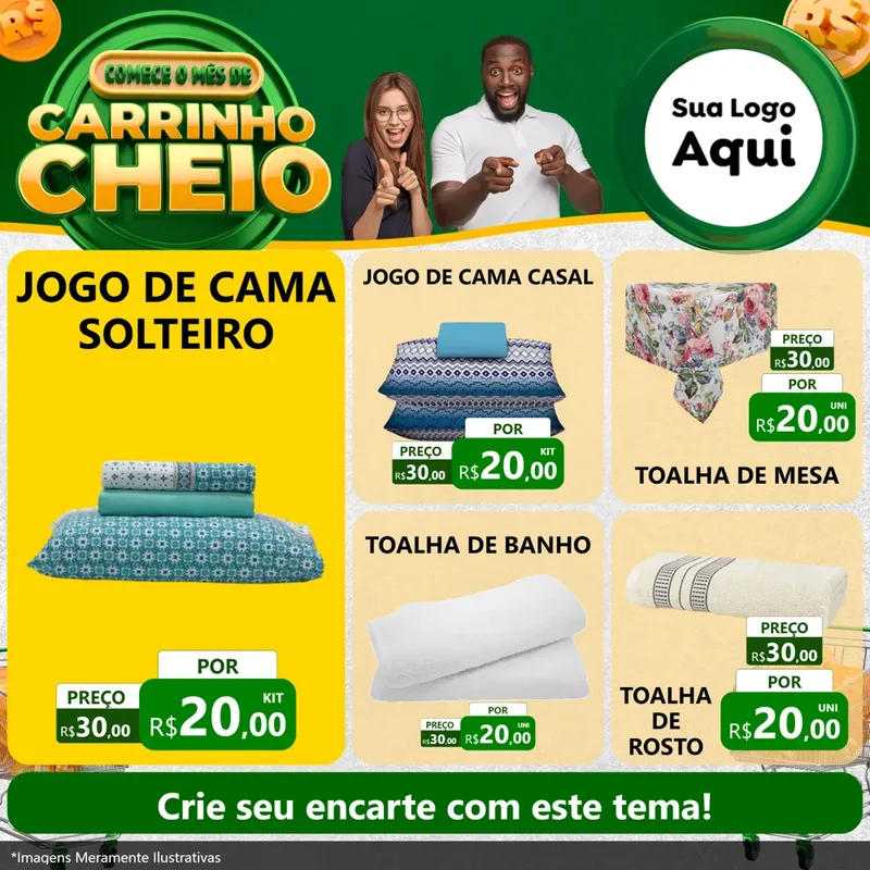 Modelo de Rede Social para Feed Facebook com o tema Carrinho Cheio para Cama, Mesa e Banho