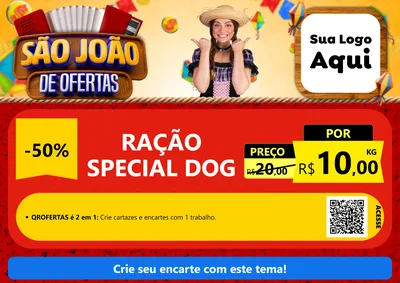 Modelo de Cartaz para Cartaz A4 Horizontal com o tema São João de Ofertas para Pet Shop