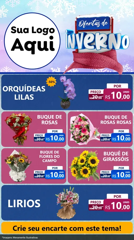Modelo de TV para TV Vertical com o tema Ofertas de Inverno para Floricultura e jardim