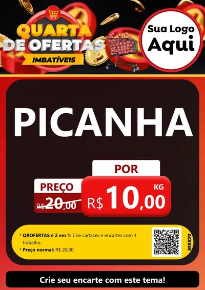 Modelo de Cartaz para Cartaz A4 Vertical com o tema Quarta de Ofertas Imbatíveis para Açougue