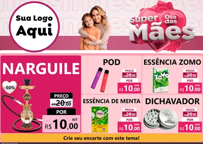 Modelo de Encarte para Encarte A4 Horizontal com o tema Super Dia Das Mães para Tabacaria
