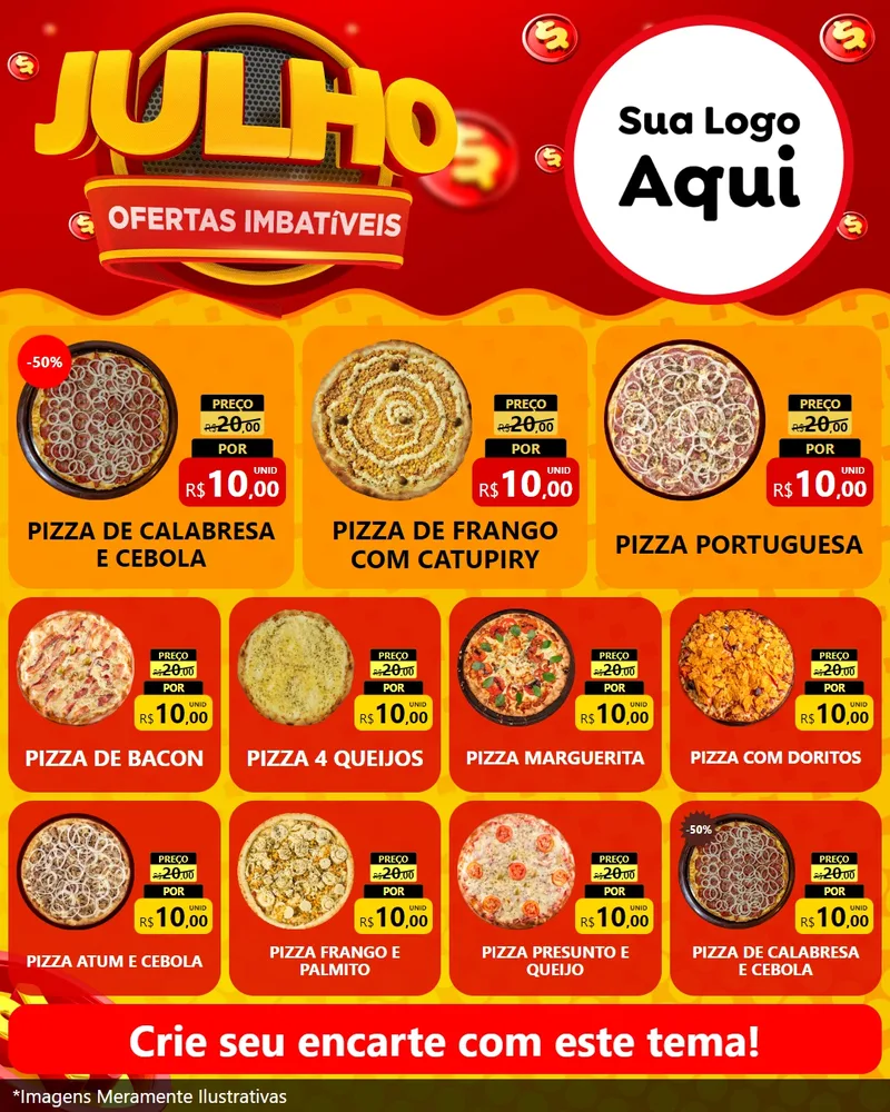 Modelo de Rede Social para Feed Instagram com o tema Julho Ofertas Imbatíveis para Pizzaria