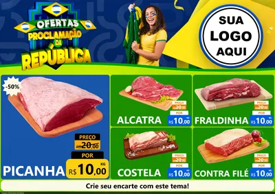 Modelo de Encarte para Encarte A4 Horizontal com o tema Ofertas Proclamação da República para Açougue