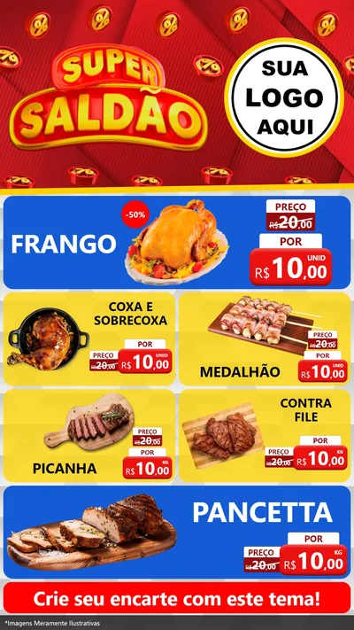 Modelo de TV para TV Vertical com o tema Super Saldão para Assados