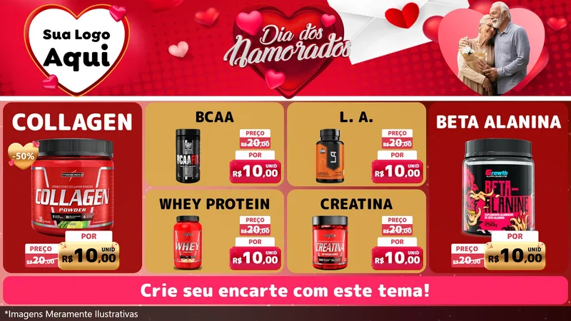 Modelo de TV para TV Horizontal com o tema Dia Dos Namorados para Suplementos alimentares