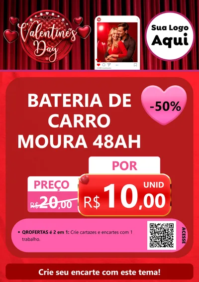 Modelo de Cartaz para Cartaz A4 Vertical com o tema Valentine's Day para Baterias Elétricas