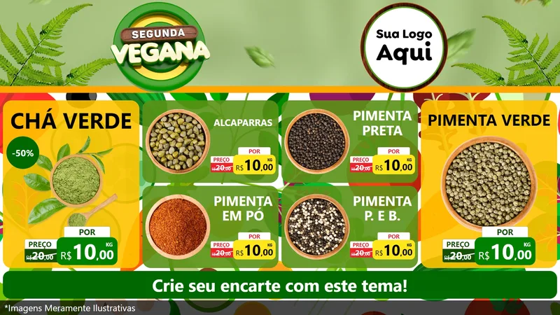 Modelo de TV para TV Horizontal com o tema Segunda Vegana para Produtos Naturais