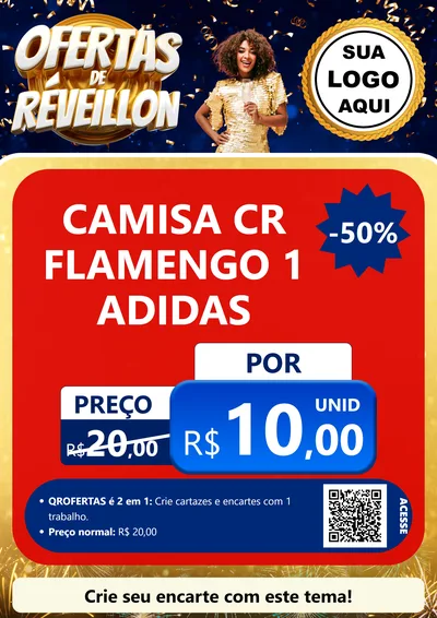 Modelo de Cartaz para Cartaz A4 Vertical com o tema Ofertas de Réveillon para Roupas e acessórios