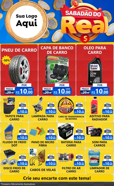 Modelo de Encarte para Encarte Grande com o tema Sabadão do Real para Auto peças