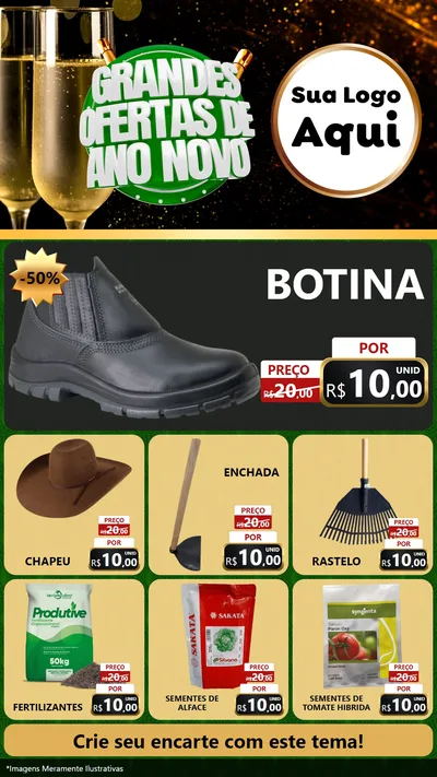 Modelo de Rede Social para Stories com o tema Grandes Ofertas de Ano Novo para Agropecuária
