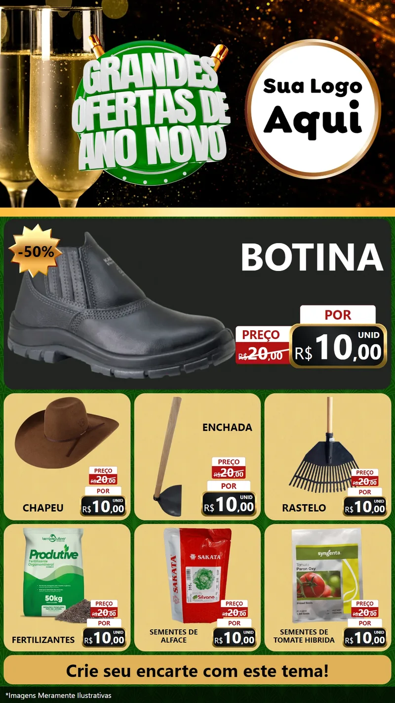 Modelo de Rede Social para Stories com o tema Grandes Ofertas de Ano Novo para Agropecuária