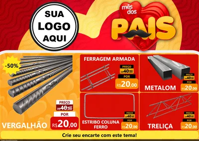 Modelo de Encarte para Encarte A4 Horizontal com o tema Mês Dos Pais para Ferragens