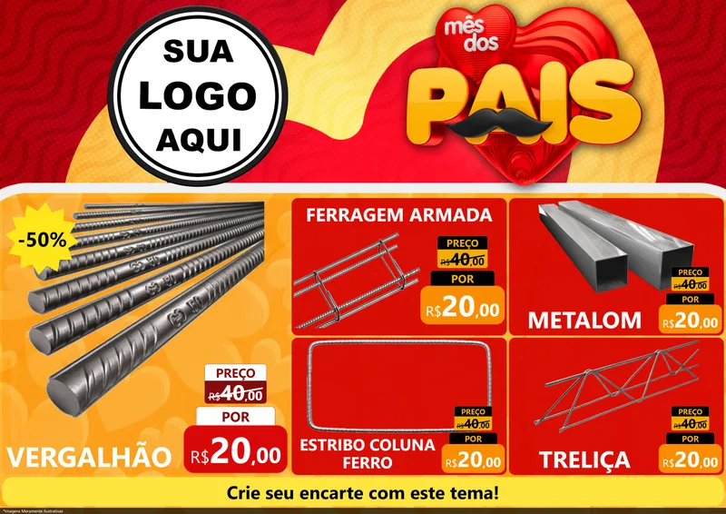 Modelo de Encarte para Encarte A4 Horizontal com o tema Mês Dos Pais para Ferragens
