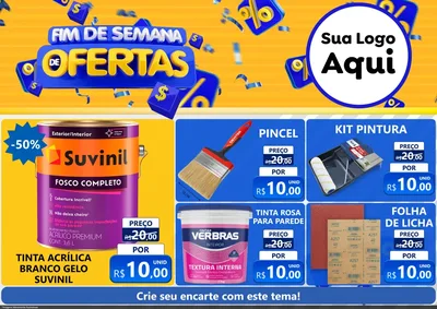 Modelo de Encarte para Encarte A4 Horizontal com o tema Fim de Semana de Ofertas para Tintas e Ferramentas