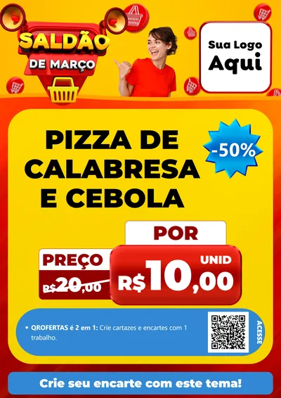 Modelo de Cartaz para Cartaz A4 Vertical com o tema Saldão de Março para Pizzaria
