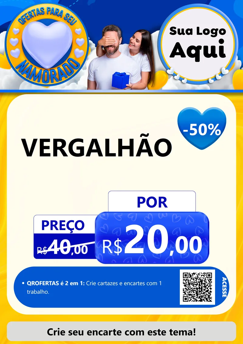 Modelo de Cartaz para Cartaz A4 Vertical com o tema Ofertas Para Seu Namorado para Ferragens