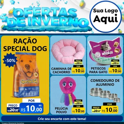 Modelo de Rede Social para Feed Facebook com o tema Ofertas de Inverno para Pet Shop