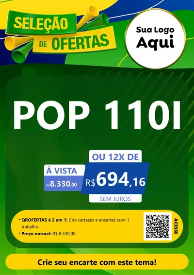 Modelo de Cartaz para Cartaz A4 Vertical com o tema Seleção de Ofertas - Copa para Concessionaria de Motos