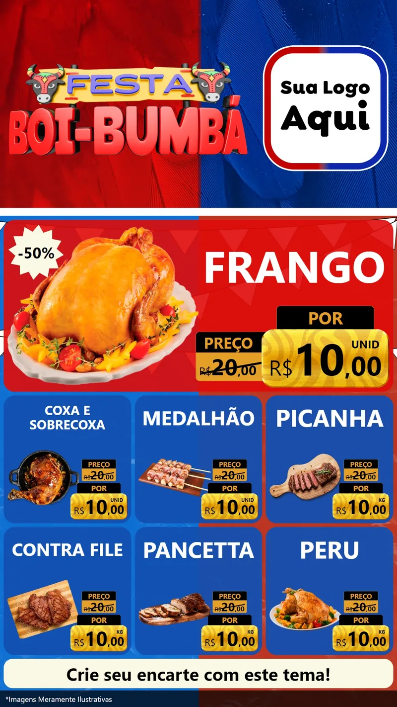 Modelo de Rede Social para Stories com o tema Festa Boi Bumbá para Assados