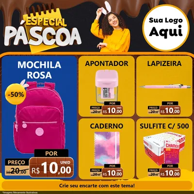 Modelo de Rede Social para Feed Facebook com o tema Especial Páscoa para Papelaria