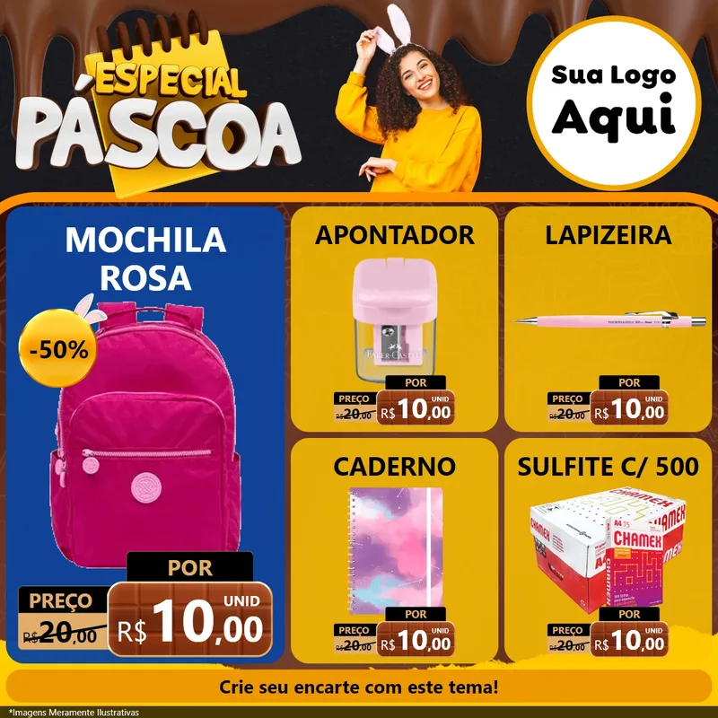 Modelo de Rede Social para Feed Facebook com o tema Especial Páscoa para Papelaria