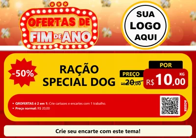Modelo de Cartaz para Cartaz A4 Horizontal com o tema Ofertas de Fim de Ano para Pet Shop