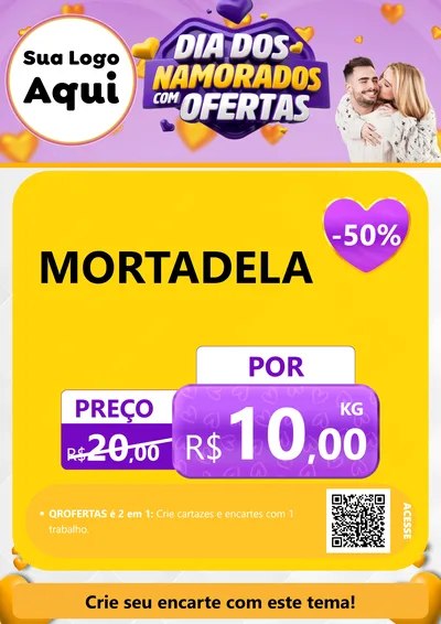 Modelo de Cartaz para Cartaz A4 Vertical com o tema Dia Dos Namorados Com Ofertas para Frios e Laticínios