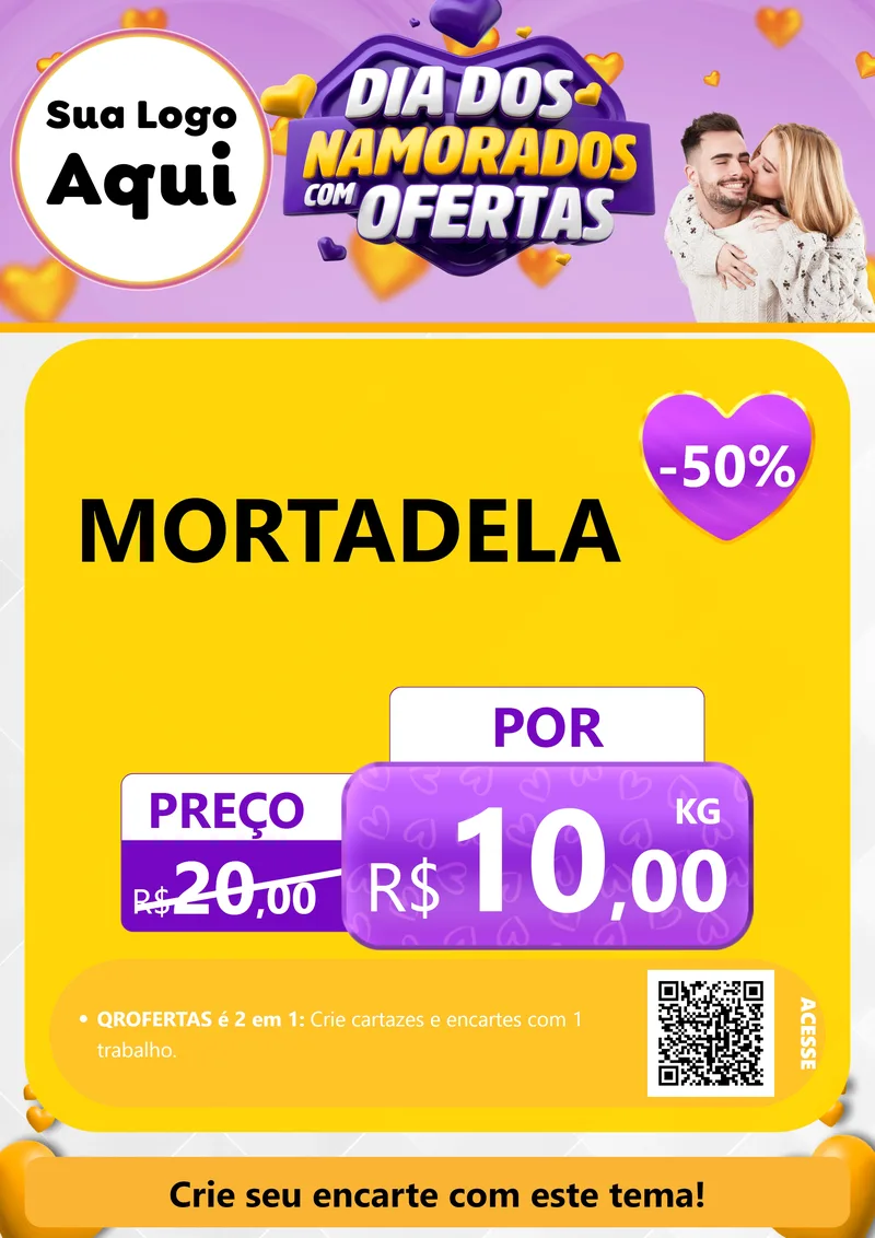 Modelo de Cartaz para Cartaz A4 Vertical com o tema Dia Dos Namorados Com Ofertas para Frios e Laticínios