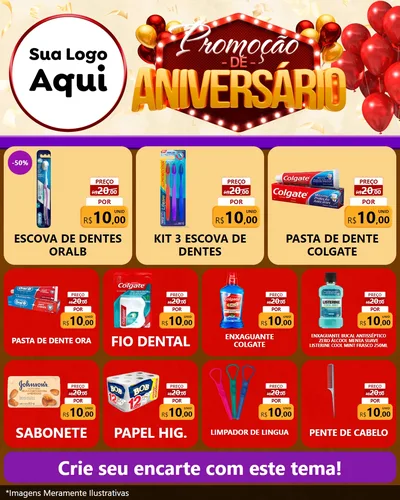 Modelo de Rede Social para Feed Instagram com o tema Promoção de Aniversário para Higiene Pessoal