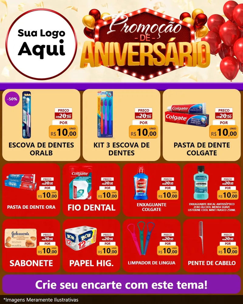 Modelo de Rede Social para Feed Instagram com o tema Promoção de Aniversário para Higiene Pessoal