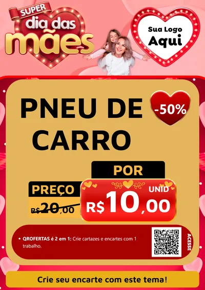 Modelo de Cartaz para Cartaz A4 Vertical com o tema Super Dia Das Mães para Auto peças