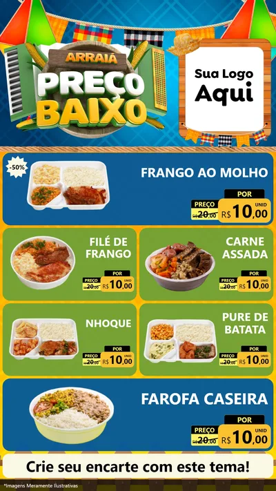 Modelo de TV para TV Vertical com o tema Arraiá de Preço Baixo - Junina para Restaurante