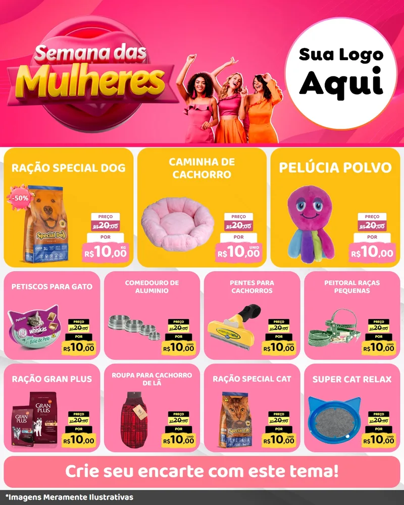 Modelo de Rede Social para Feed Instagram com o tema Semana das Mulheres para Pet Shop
