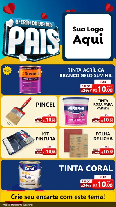 Modelo de TV para TV Vertical com o tema Oferta Do Dia Dos Pais para Tintas e Ferramentas