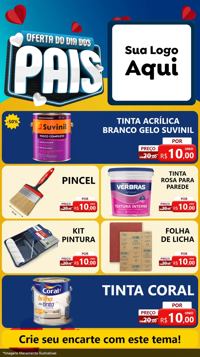 Modelo de TV para TV Vertical com o tema Oferta Do Dia Dos Pais para Tintas e Ferramentas